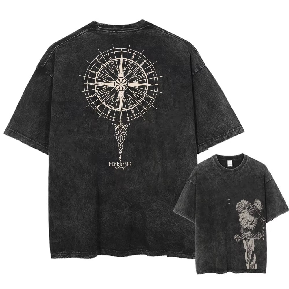 Harajuku Vintage Tshirt Streetwear Japanese Anime Graphic Print Washed Short Sleeve Oversized T-Shirt Men Casual Tees Top Unisex