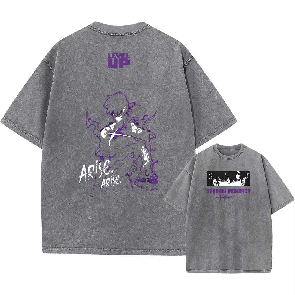 Harajuku Vintage Tshirt Streetwear Japanese Anime Graphic Print Washed Short Sleeve Oversized T-Shirt Men Casual Tees Top Unisex